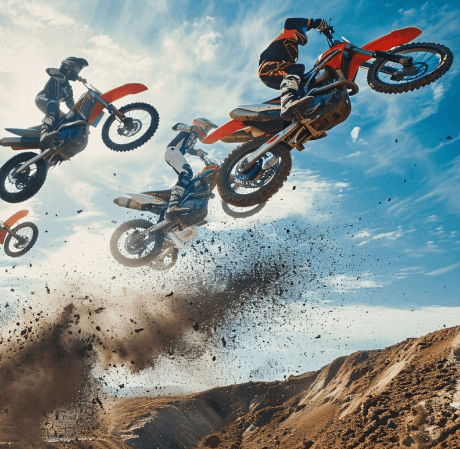 Motocross rider performing aerial stunt